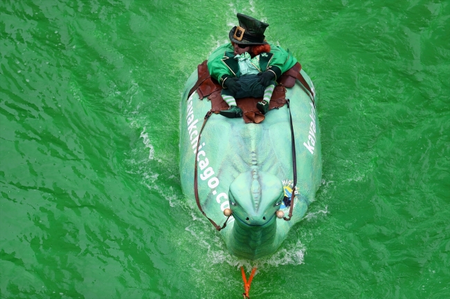 Chicago Nehri yeşile boyandı